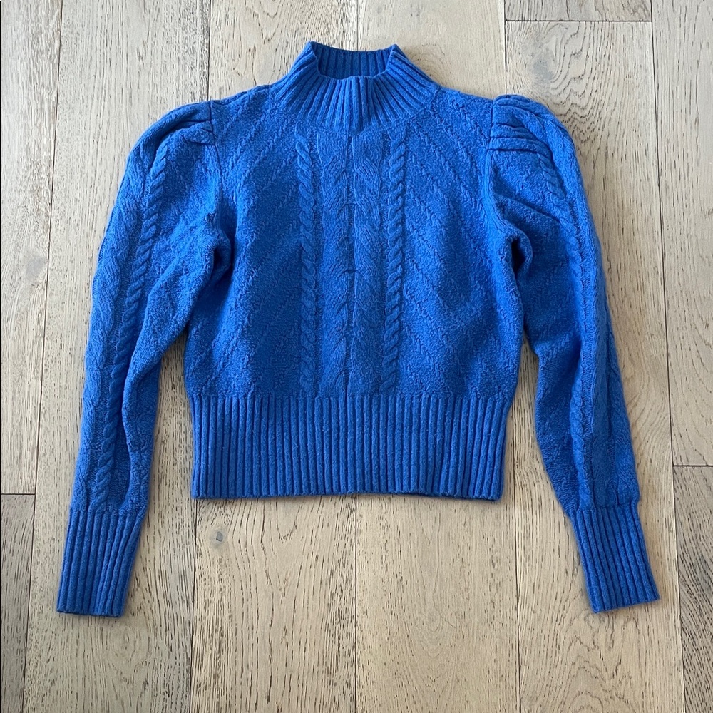 LOFT Royal Blue Cable Knit Turtleneck Sweater Size Small